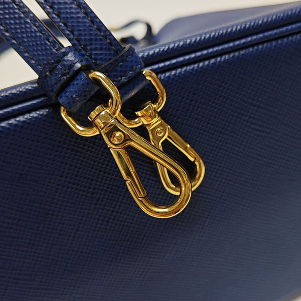 Double Medium Saffiano Calfskin Blue