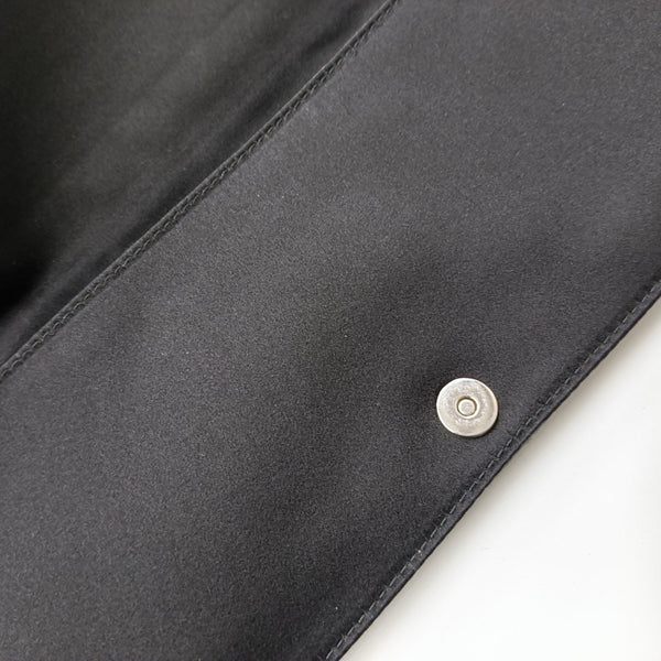 Cannage Silk Satin Shoulder Bag Black