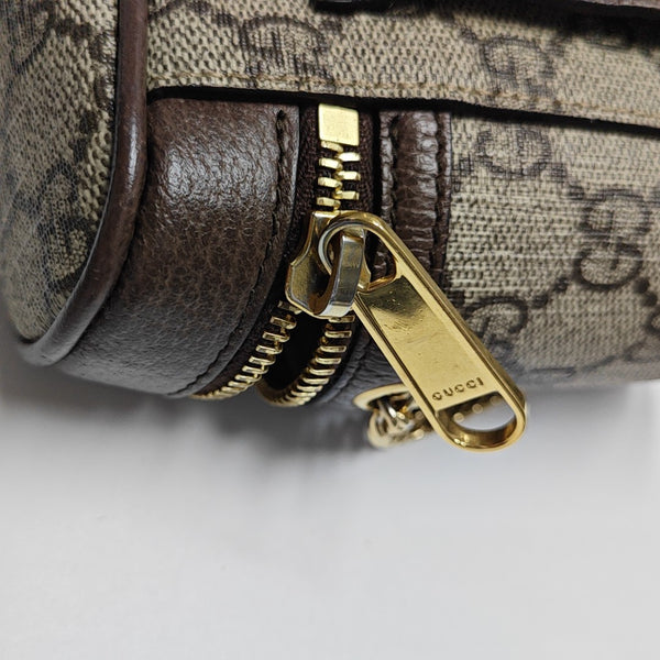 Coated Canvas Shoulder Bag Brown