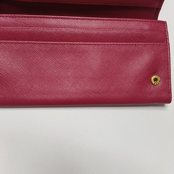 Fold Wallet Saffiano Calfskin Red Wallet