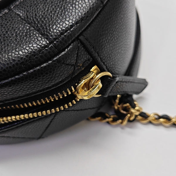 Quilted Grained Calfskin Shoulder Bag Black
