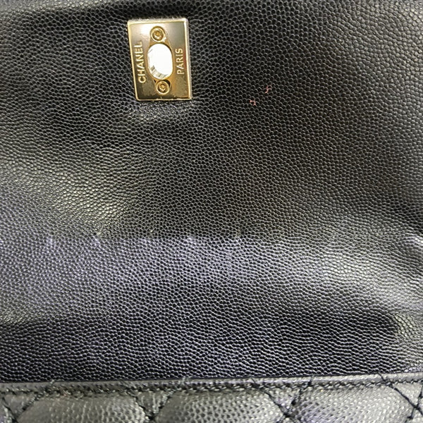 COCO HANDLE Small Quilted Grained Calfskin Black