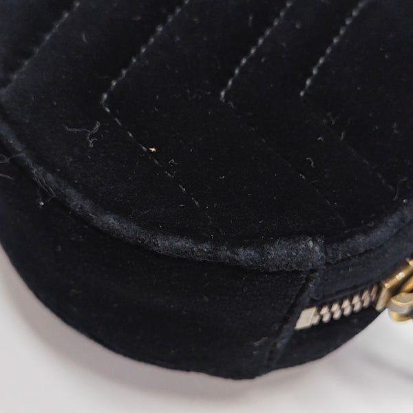 Authenticated pre-owned GG Marmont Quilted Velvet Black - Belt Bag at Looply