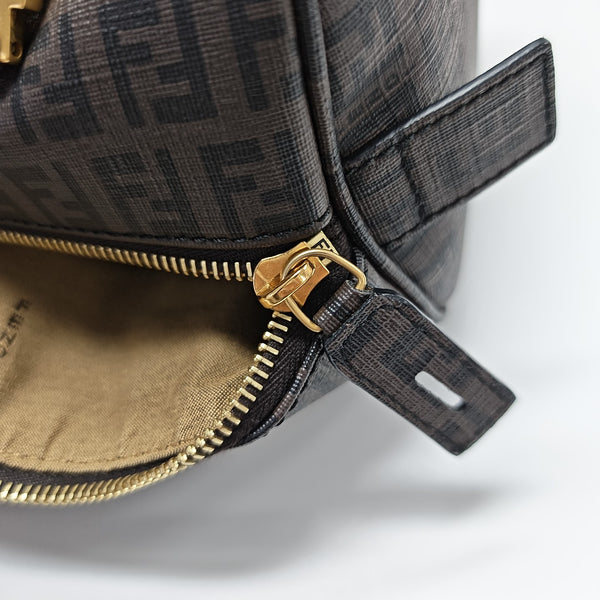 Coated Canvas Top Handle Bag Brown
