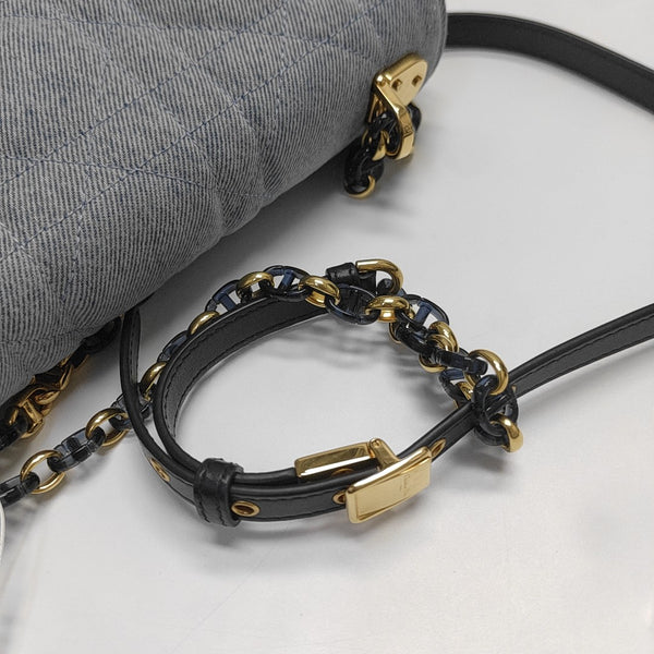 Dior Caro Medium Quilted Denim Blue