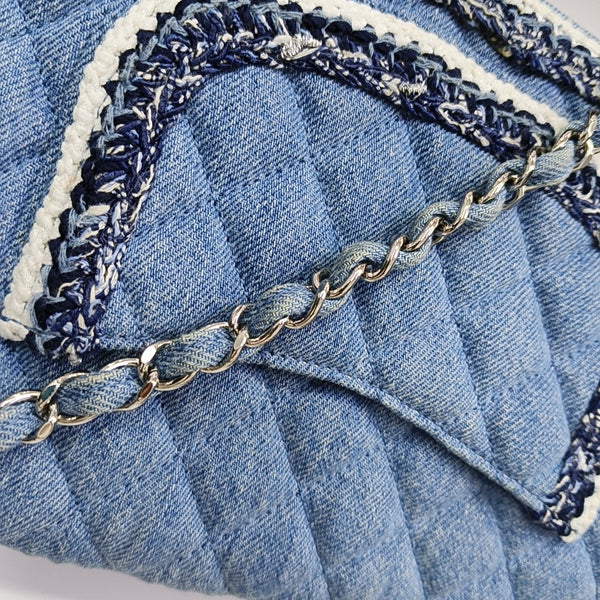 CLASSIC FLAP Small Quilted Denim Blue