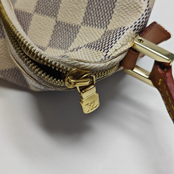 COSMETIC PM Damier Azur Coated Canvas White