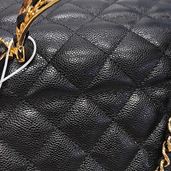 COCO HANDLE Mini Quilted Grained Calfskin Black