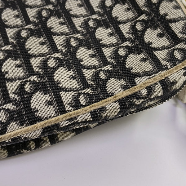 Oblique Coated Canvas Shoulder Bag Gray
