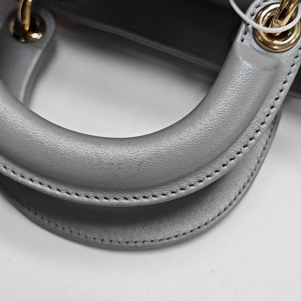 Lady Dior Mini Cannage Lambskin Gray