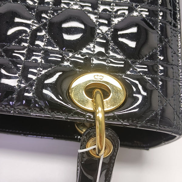 Lady Dior Medium Cannage Patent Leather Black