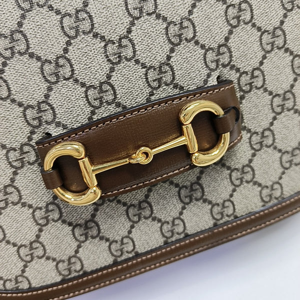 Horsebit 1955 Medium Monogram Coated Canvas Beige