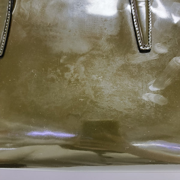 Patent Leather Top Handle Bag Green