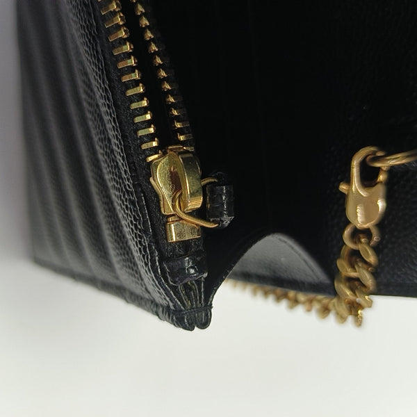 MONOGRAM Chevron Calfskin Black