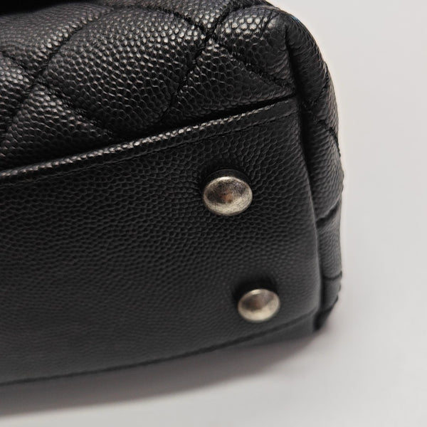 COCO HANDLE Small Quilted Grained Calfskin Black