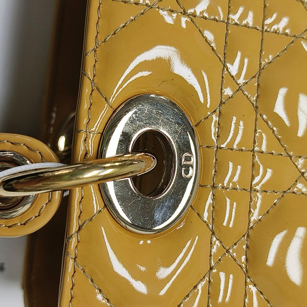 Lady Dior Medium Cannage Patent Leather Yellow