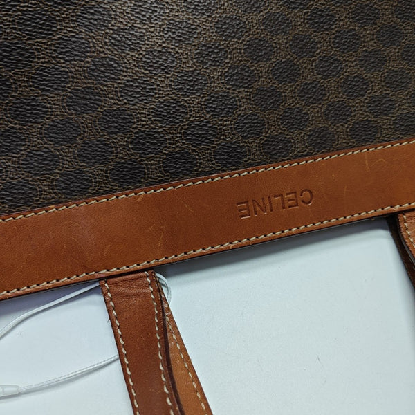 Coated Canvas Top Handle Bag Brown