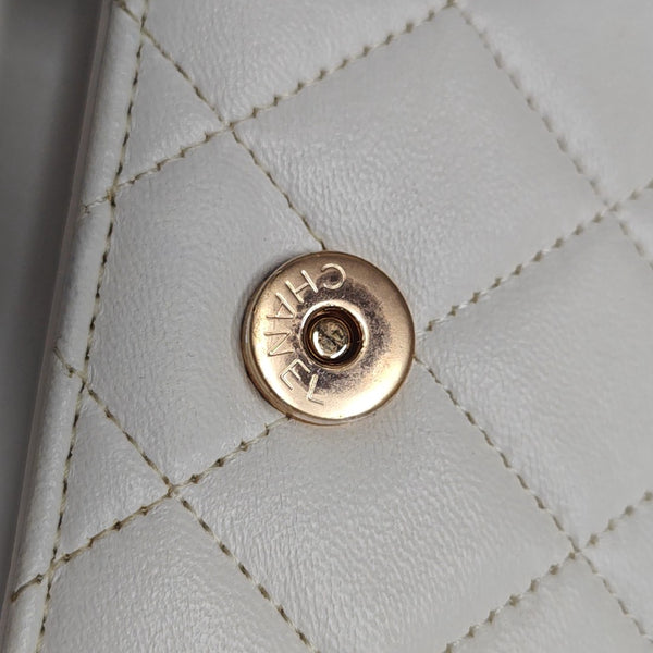 Quilted Lambskin Shoulder Bag White