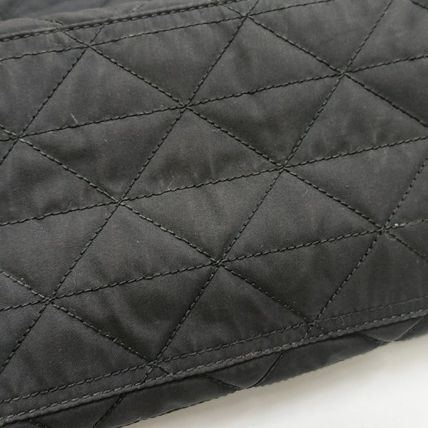 Quilted Nylon Shoulder Bag Black