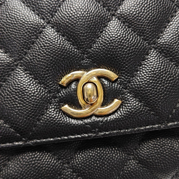 COCO HANDLE Mini Quilted Grained Calfskin Black