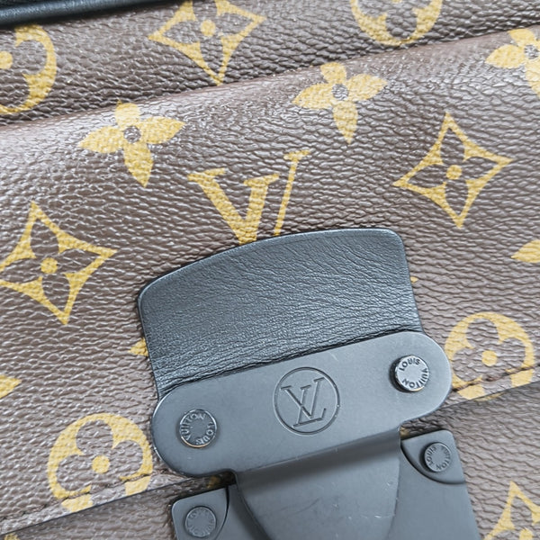 S LOCK Monogram Coated Canvas Brown