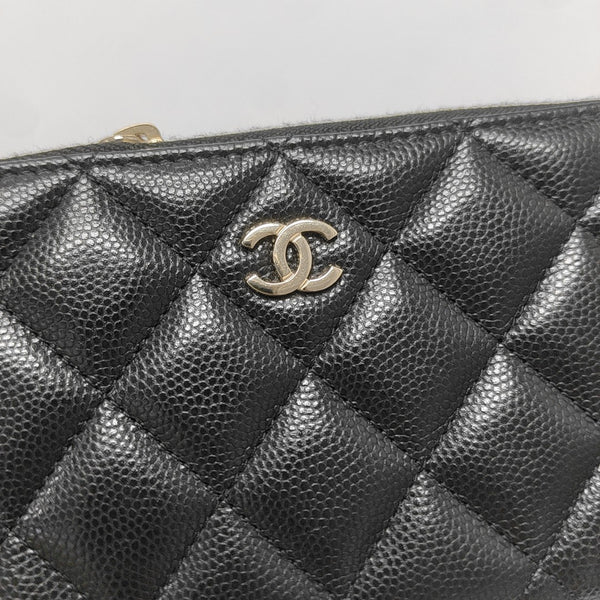 Quilted Grained Calfskin Wallet Black