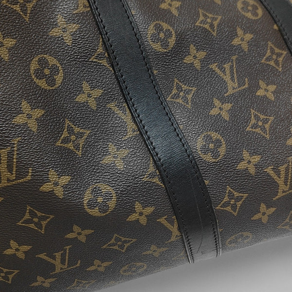KEEPALL 55 Monogram Coated Canvas Brown