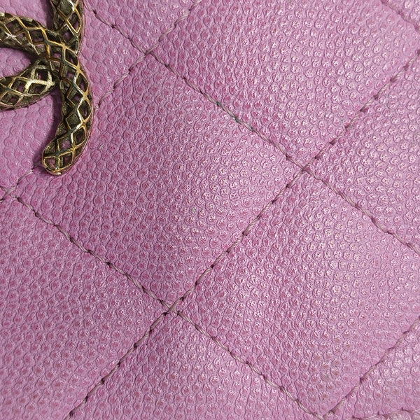 Quilted Grained Calfskin Wallet Purple