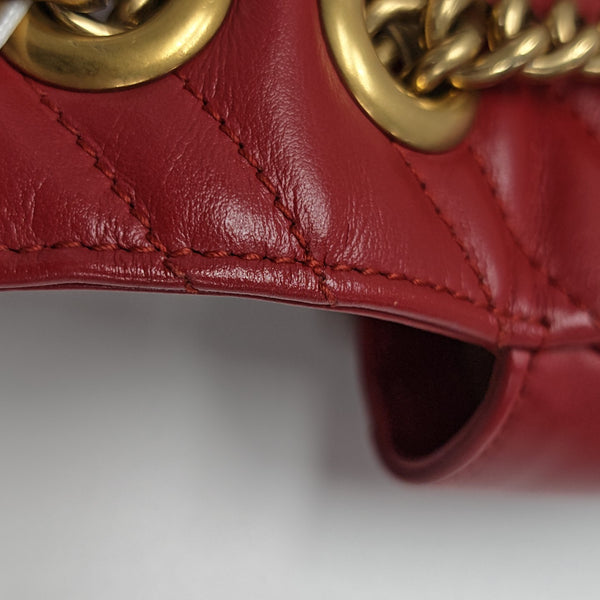 GG Marmont Small Quilted Calfskin Red