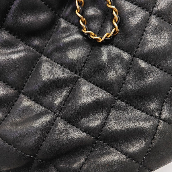DRAWSTRING Quilted Lambskin Black