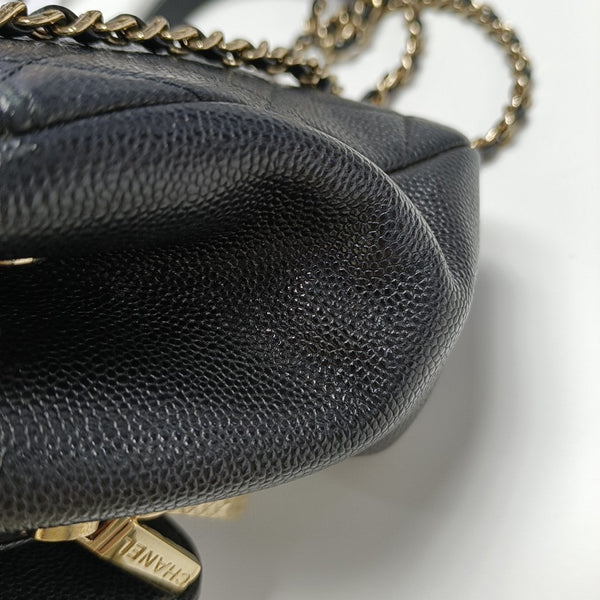 BUSINESS AFFINITY Small Quilted Grained Calfskin Black