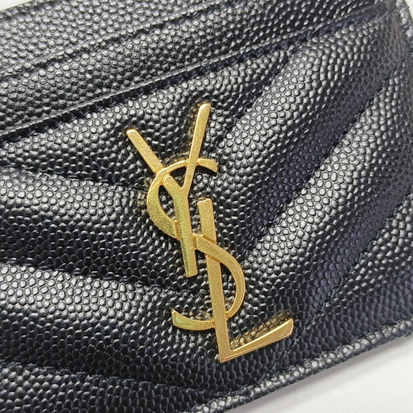 MONOGRAM Chevron Calfskin Black Card Holder