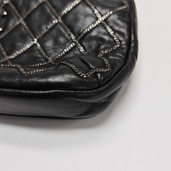 Quilted Lambskin Top Handle Bag Black