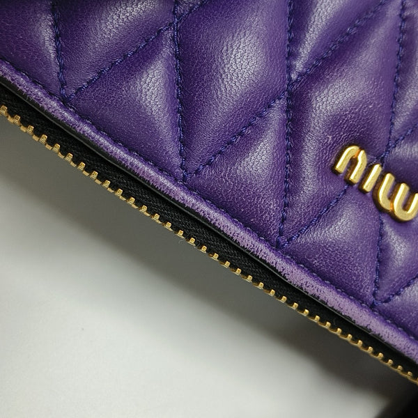 Zipper Wallet Quilted Lambskin Purple
