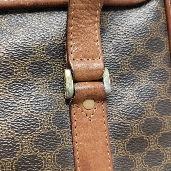 Coated Canvas Top Handle Bag Brown