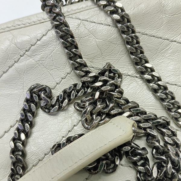 NIKI Small Chevron Calfskin White