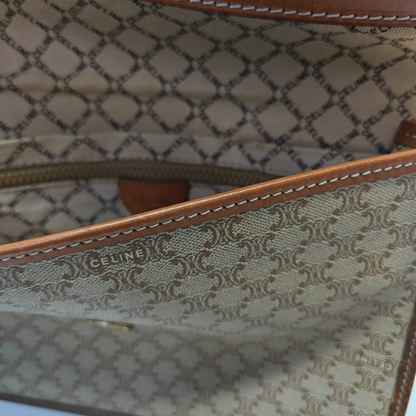 Coated Canvas Clutch Beige