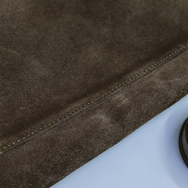 Suede Top Handle Bag Brown
