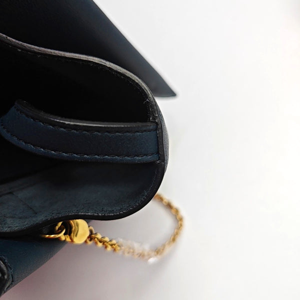 Authenticated pre-owned TRI FOLD Calfskin Blue - Shoulder Bag at Looply