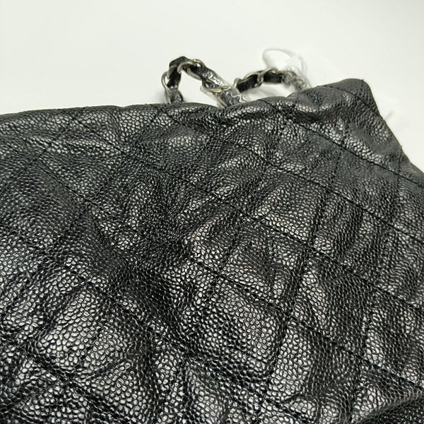 Quilted Grained Calfskin Shoulder Bag Black