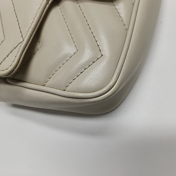 GG Marmont Mini Quilted Calfskin White
