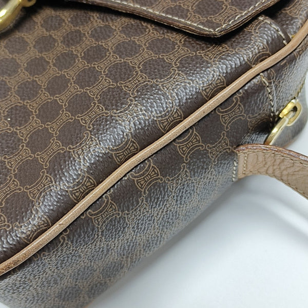 Coated Canvas Shoulder Bag Brown