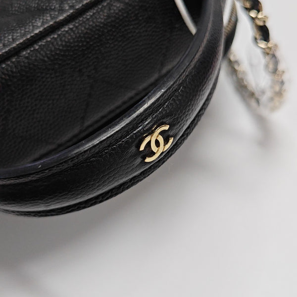 Quilted Grained Calfskin Shoulder Bag Black