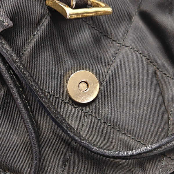 Quilted Nylon Backpack Black