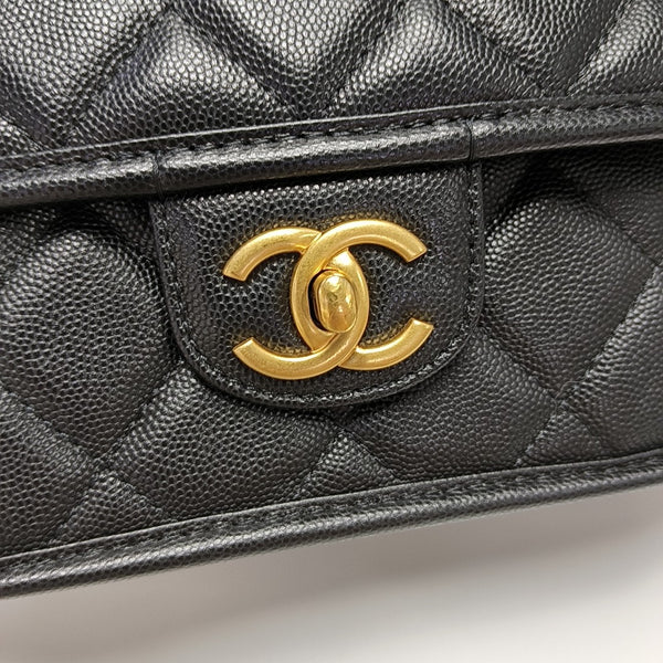 Quilted Grained Calfskin Backpack Black