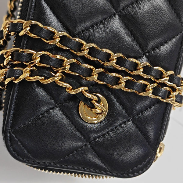 Quilted Lambskin Shoulder Bag Black