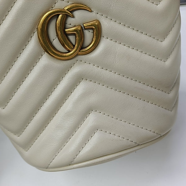 GG Marmont Mini Quilted Calfskin White