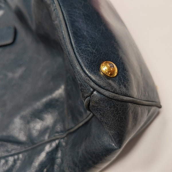 Calfskin Shoulder Bag Blue