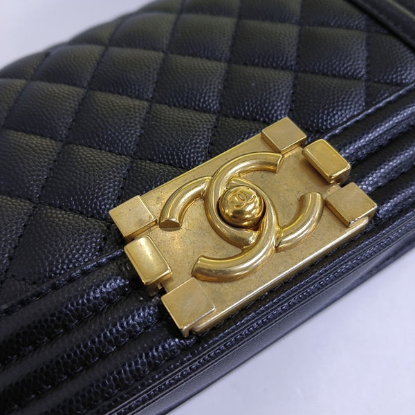 BOY CHANEL Small Quilted Grained Calfskin Black