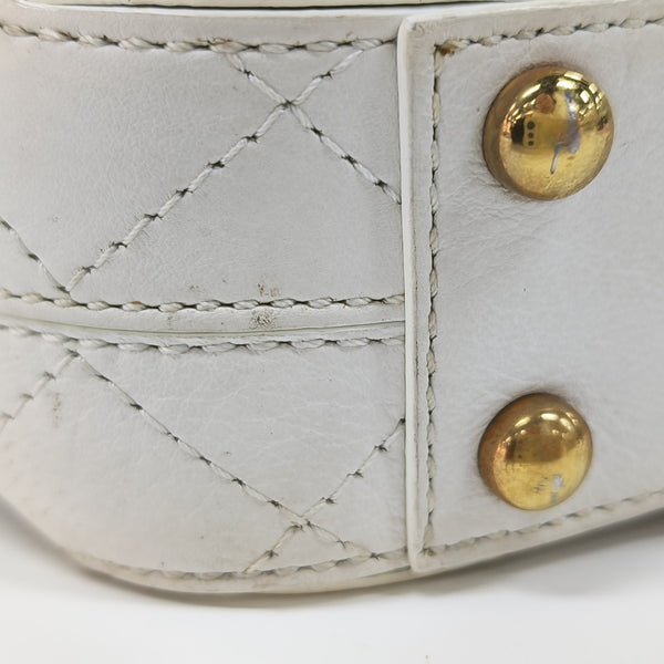Quilted Calfskin Shoulder Bag White